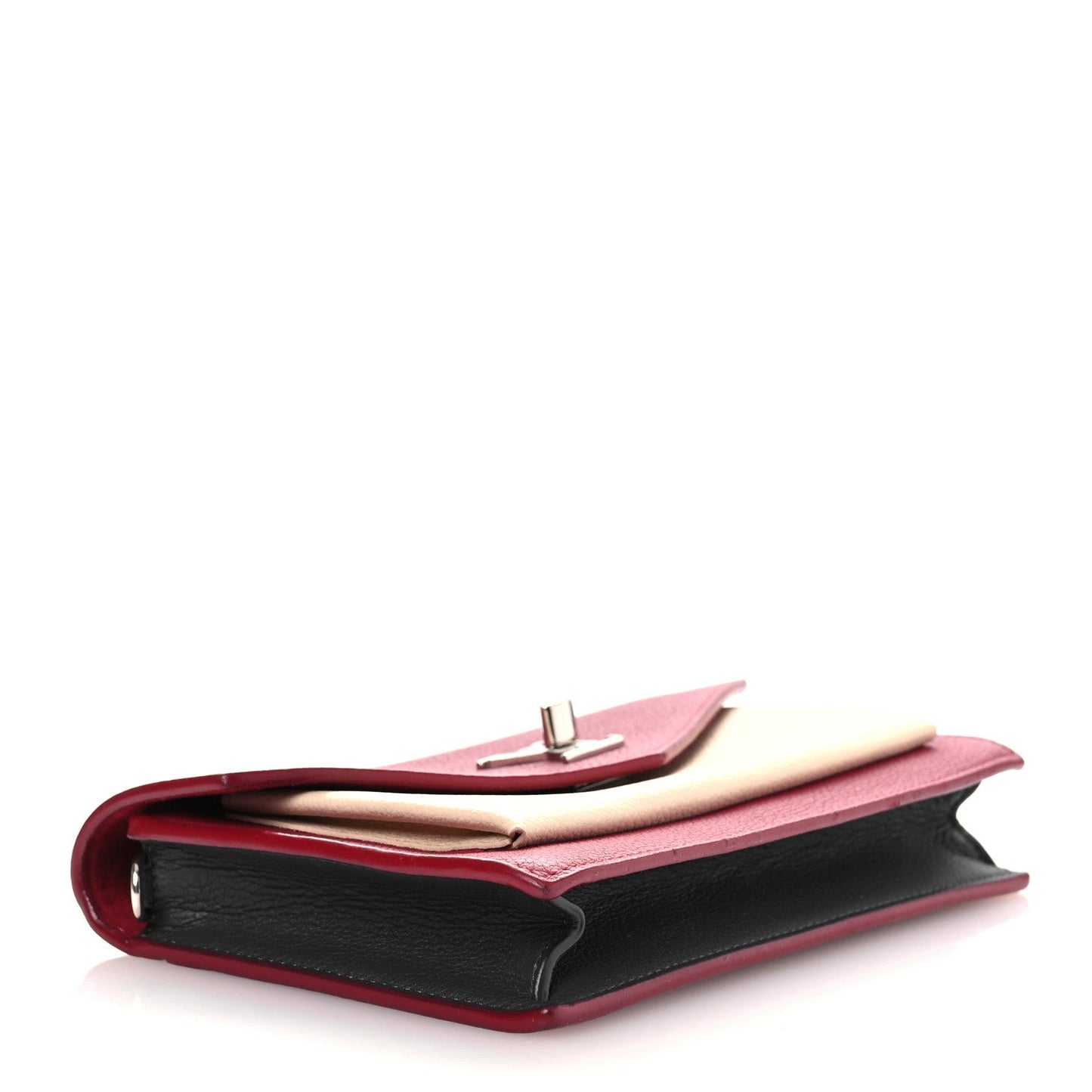 Calfskin My Lockme Chain Pochette Lie De Vin Etain Creme