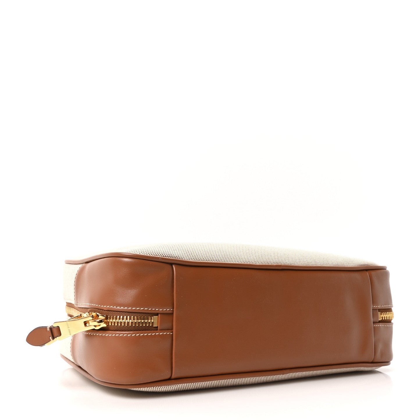 Canvas Calfskin Large Beau Top Handle Bag Naturale Brandy