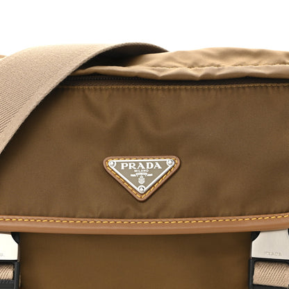 Re-Nylon Nappa Triangle Medium Shoulder Bag Cocoa