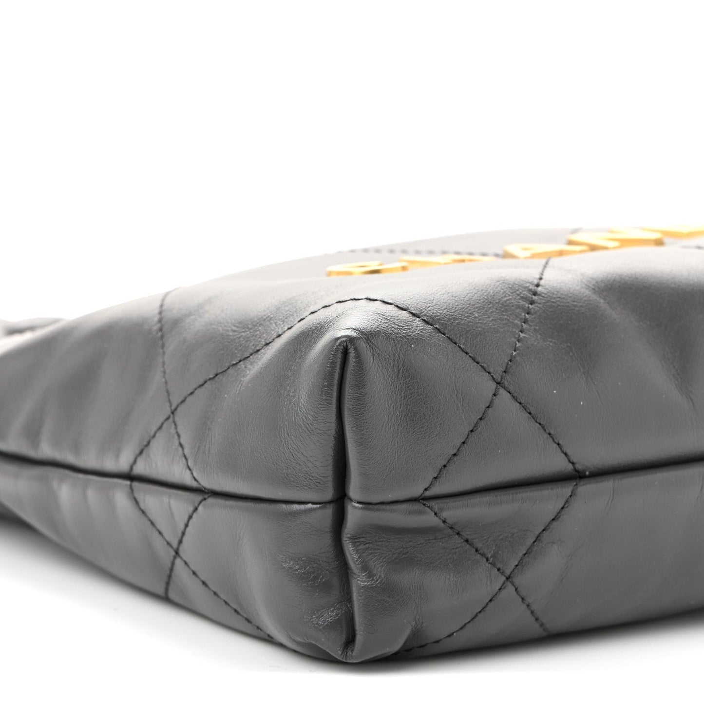Shiny Calfskin Quilted Mini Chanel 22 Dark Grey