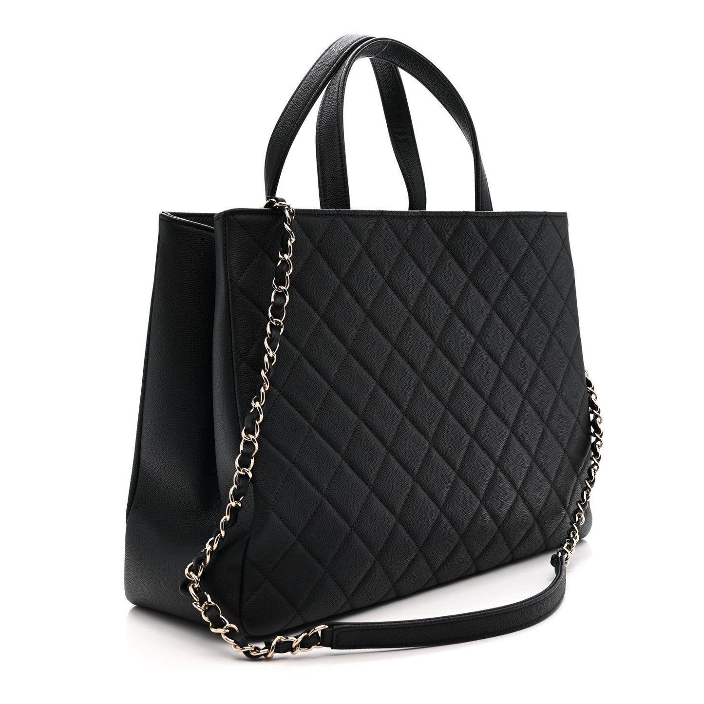 Caviar Quilted Large Business Affinity Shopping Bag Black