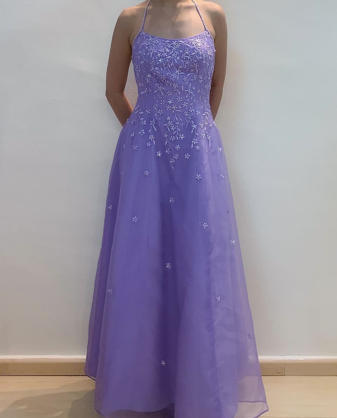 formaldressy--Purple exquisite floral strap fashion long tulle floor-length ball gown graduation dress gh5519