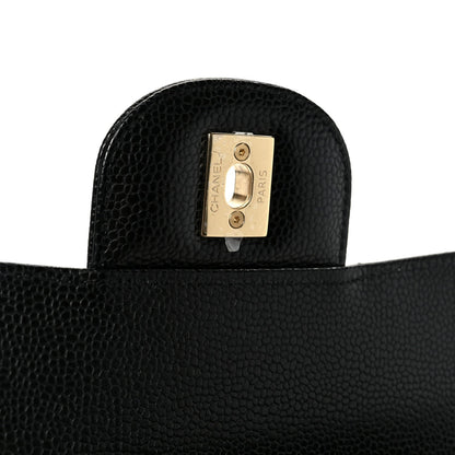 Caviar Quilted Jumbo Double Flap Black