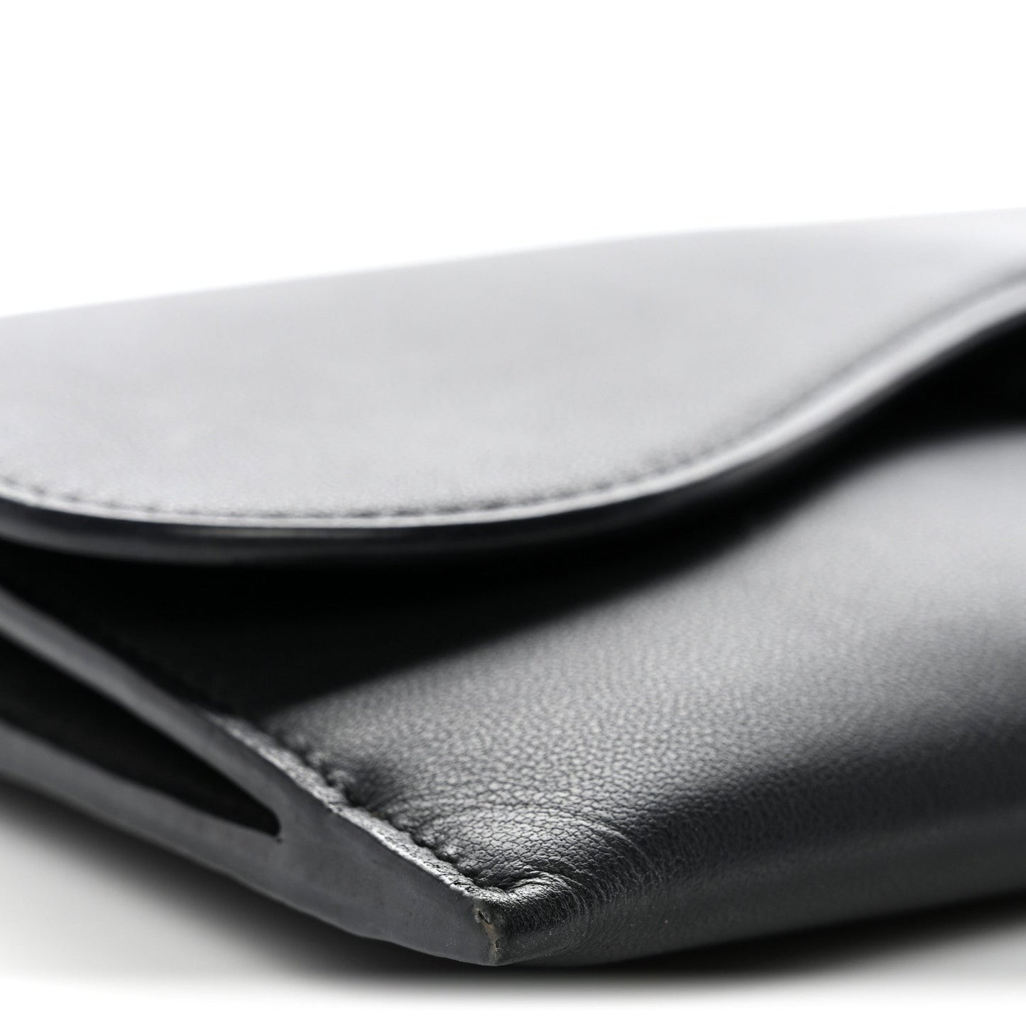 Ultra Matte Calfskin Saddle Chain Wallet Pouch Black