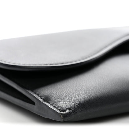 Ultra Matte Calfskin Saddle Chain Wallet Pouch Black