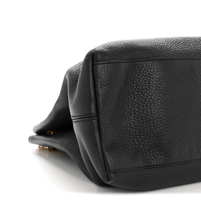 Pebbled Calfskin Medium Soho Chain Shoulder Bag Black