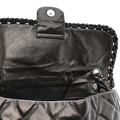 Metallic Calfskin Quilted Medium Chain Me Flap Grey