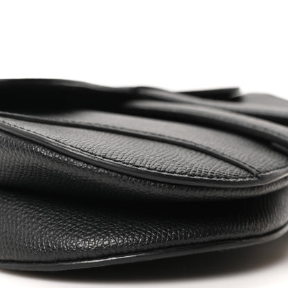 Grained Calfskin Mini Saddle Bag Black