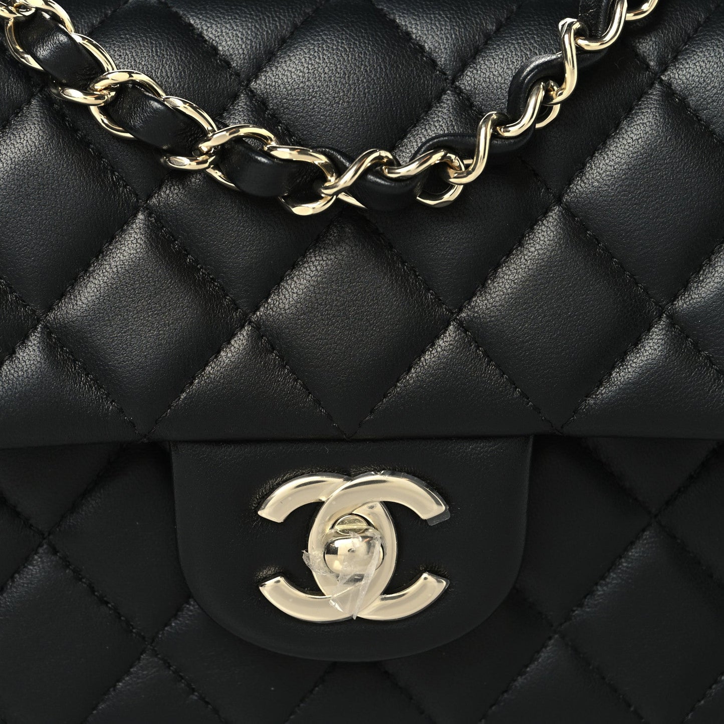 Lambskin Quilted Mini Rectangular Flap Black