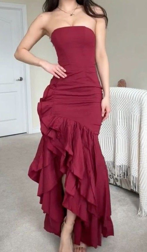 formaldressy-Blue/Wine Red/Yellow/Purple Long Chiffon Ruffle Prom Dress Graduation Dress gh5929