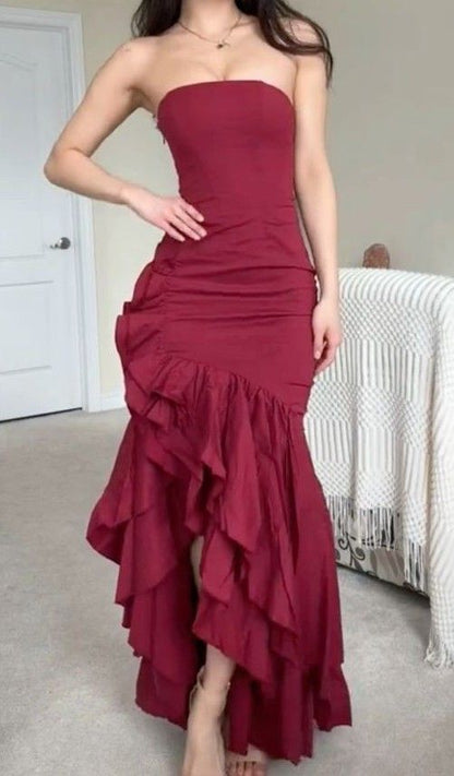 formaldressy-Blue/Wine Red/Yellow/Purple Long Chiffon Ruffle Prom Dress Graduation Dress gh5929