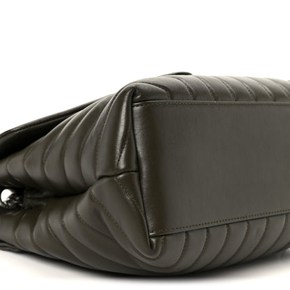 Calfskin Y Quilted Monogram Medium Loulou Chain Satchel Kaki Fonce