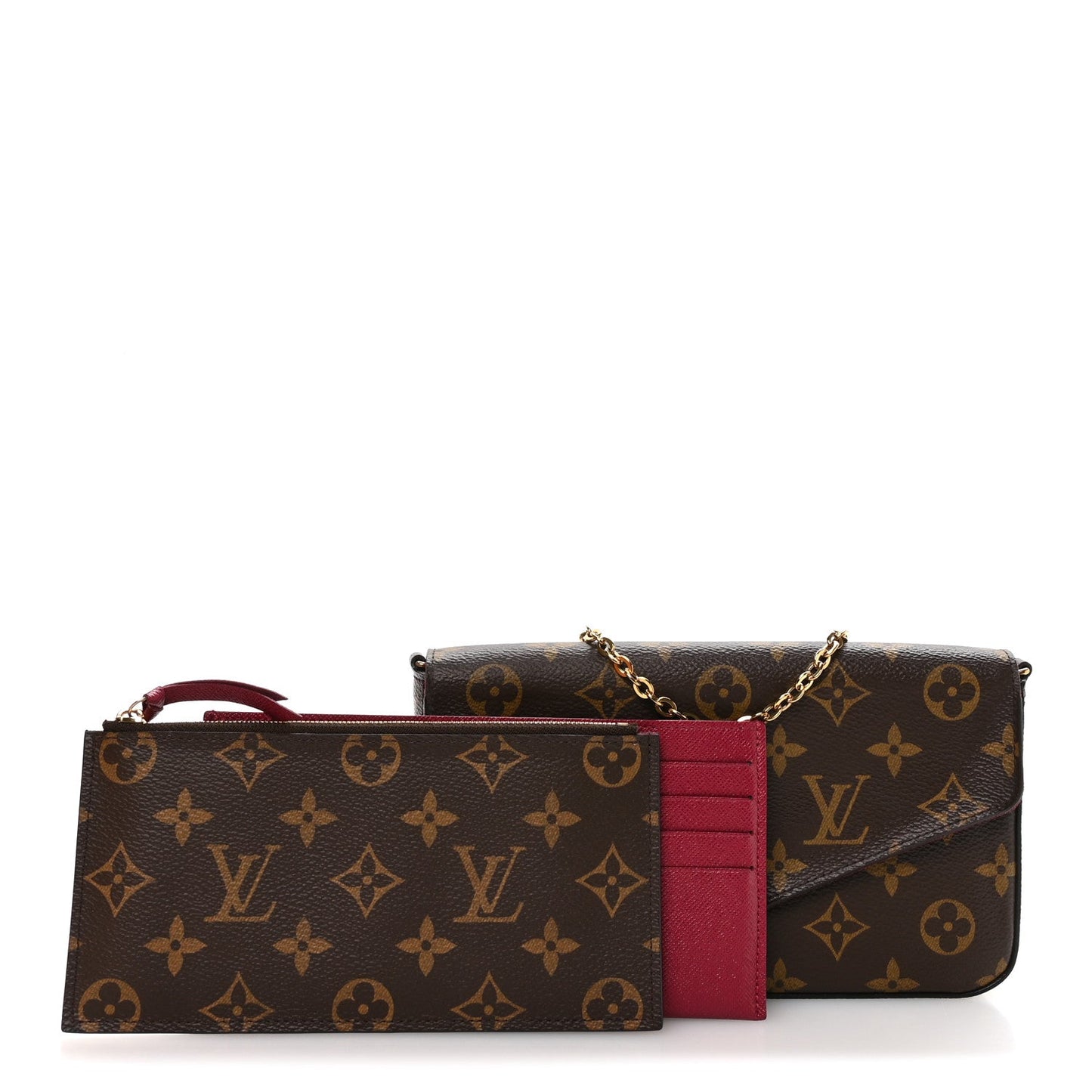 Monogram Pochette Felicie Chain Wallet Fuchsia