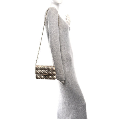 Metallic Lambskin Cannage Miss Dior Promenade Pouch Gold
