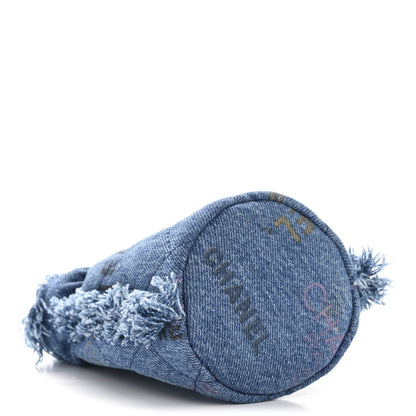 Denim Quilted Mood Mini Bucket With Chain Blue Multicolor
