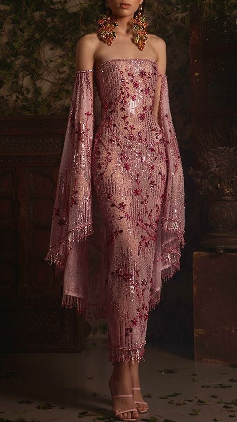 formaldressy- Luxurious pink beaded elegant long gown gh6193