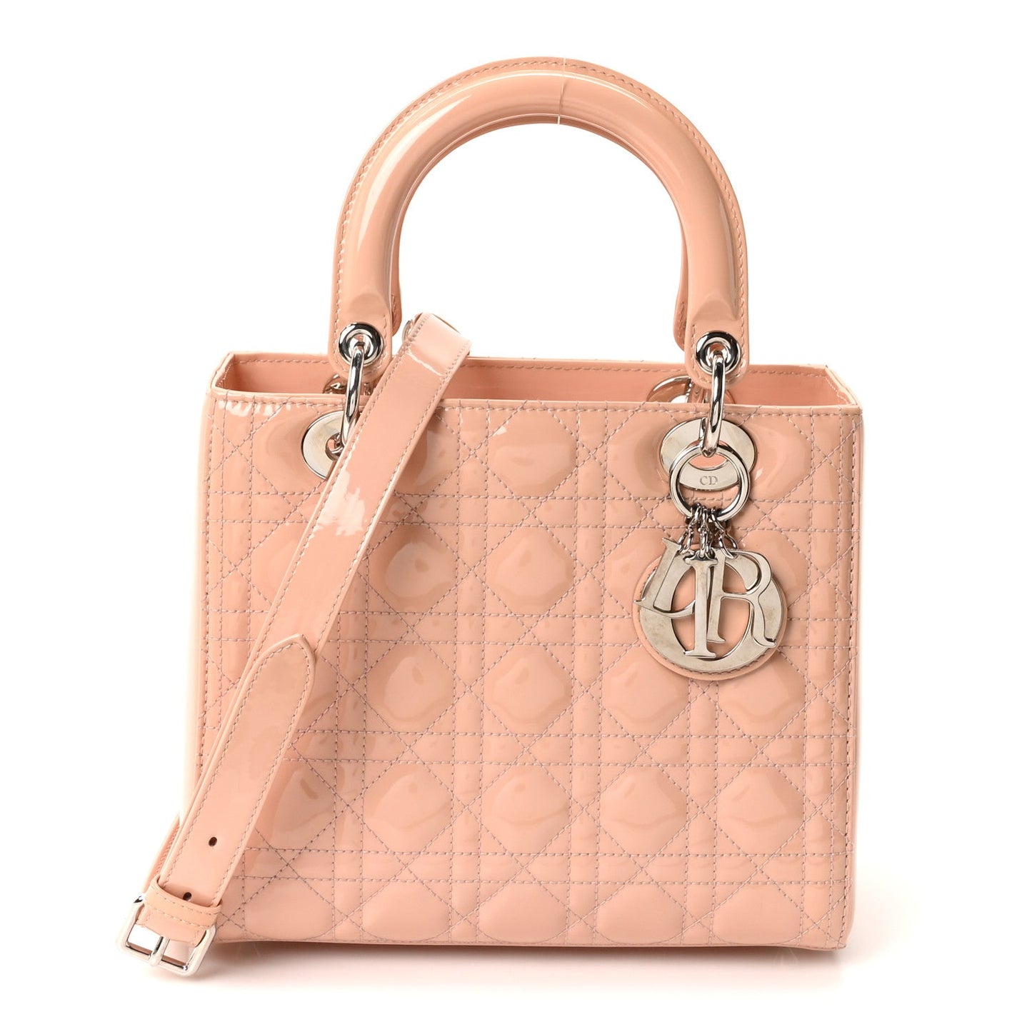 Patent Cannage Medium Lady Dior Light Pink