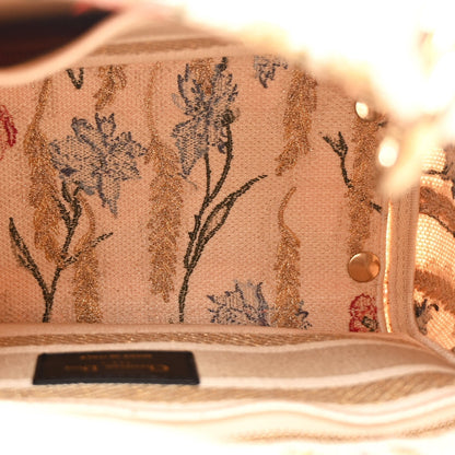 Canvas Embroidered Hibiscus Printed Medium Lady D-Lite Beige Multicolor