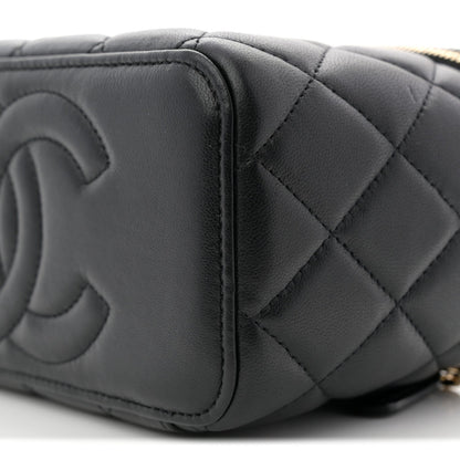 Lambskin Quilted Pick Me Up Vanity Case Black