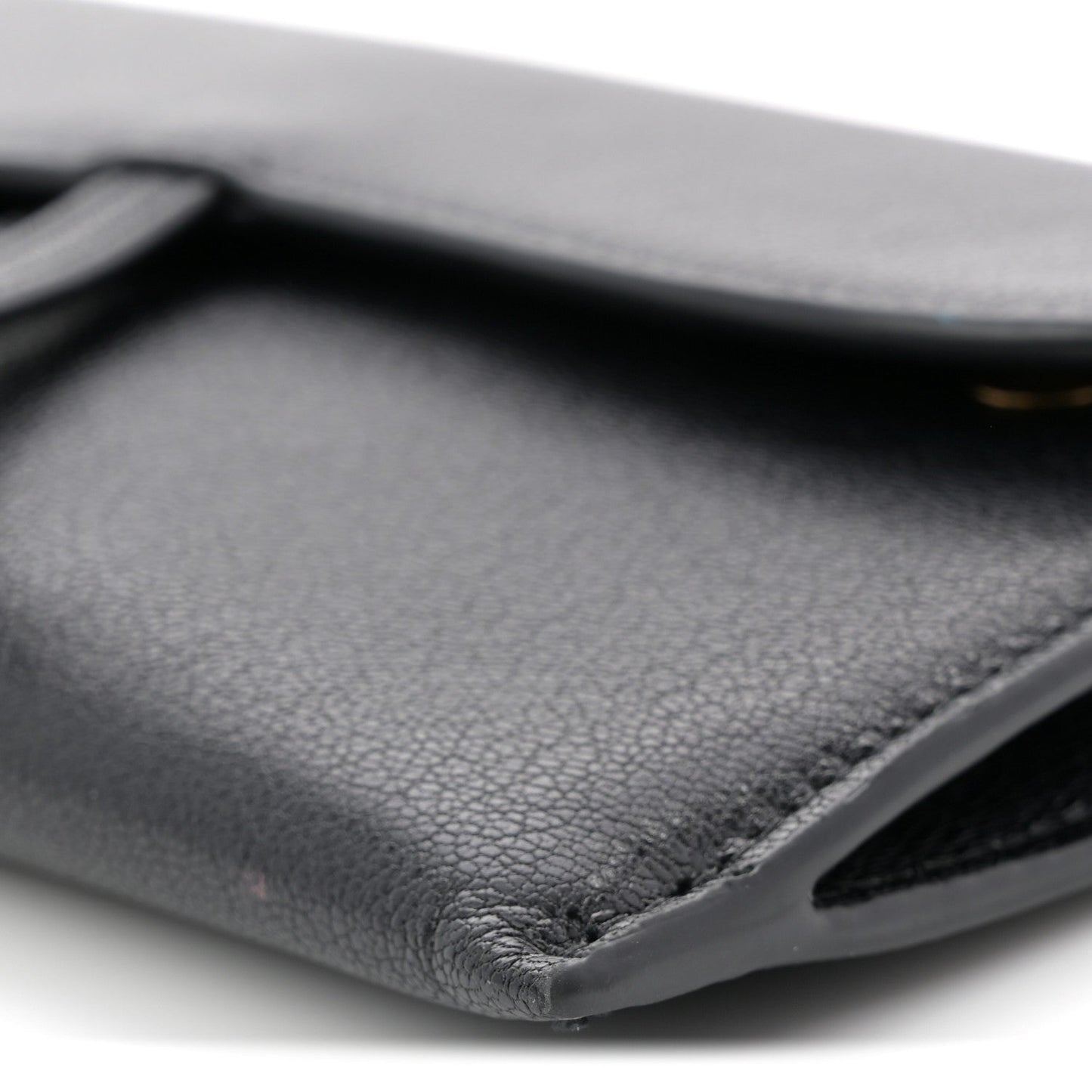 Goatskin Saddle Chain Wallet Pouch Black