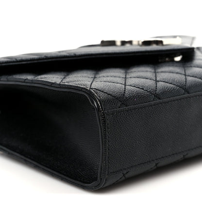 Grain De Poudre Textured Mixed Matelasse Triquilt Medium Monogram Satchel Black