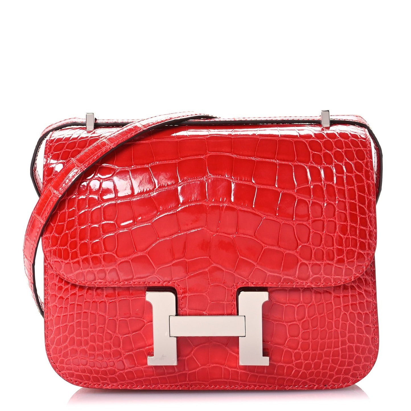 Shiny Alligator Constance 18 Rouge de Coeur