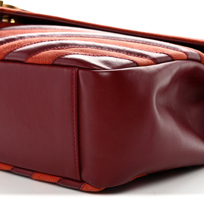 Calfskin Suede Matelasse Chevron Large Monogram College Bag Burgundy