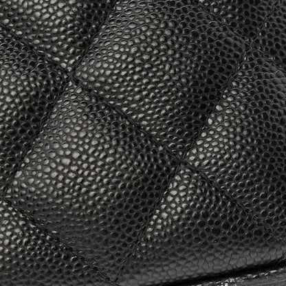 Caviar Quilted Small Vanity Case With Chain Black
