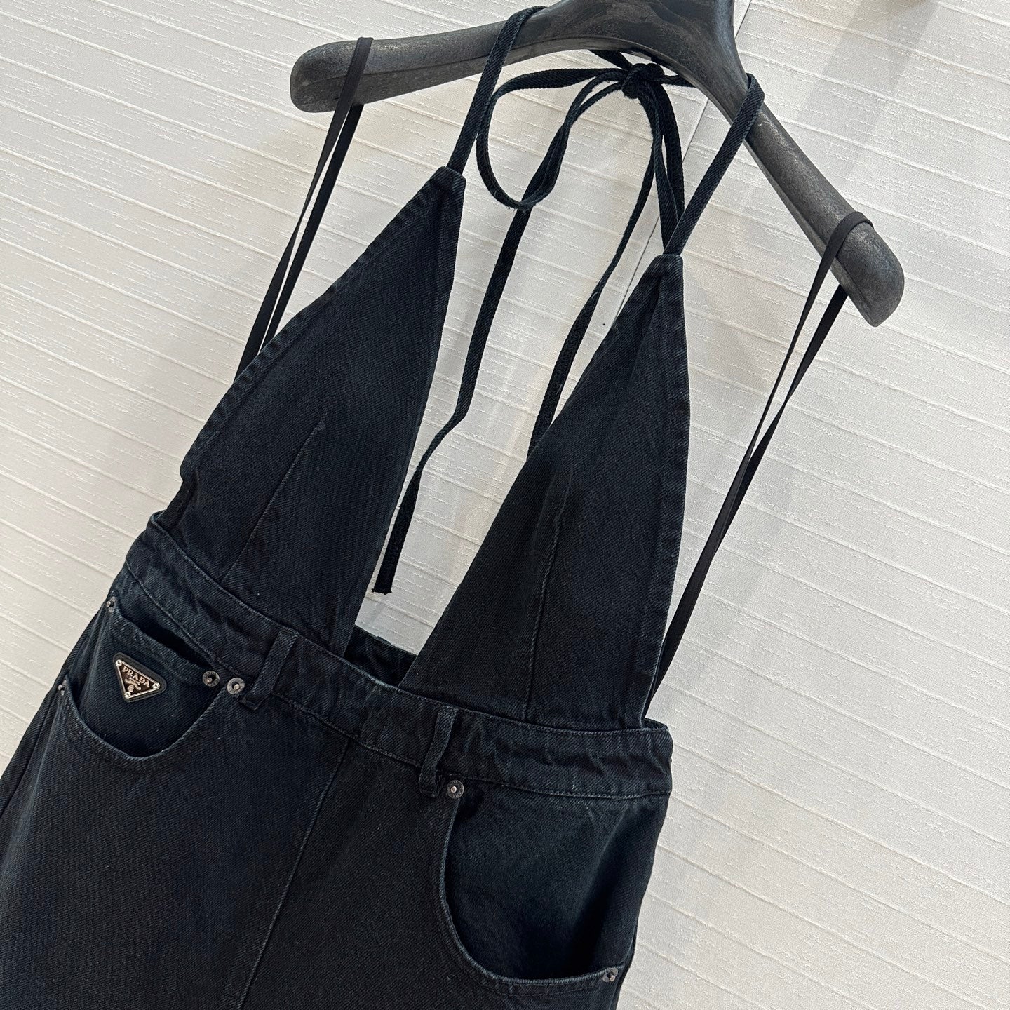 Prada 25 Halter Ntube Top Suspender Jumpsuit Black Cotton
