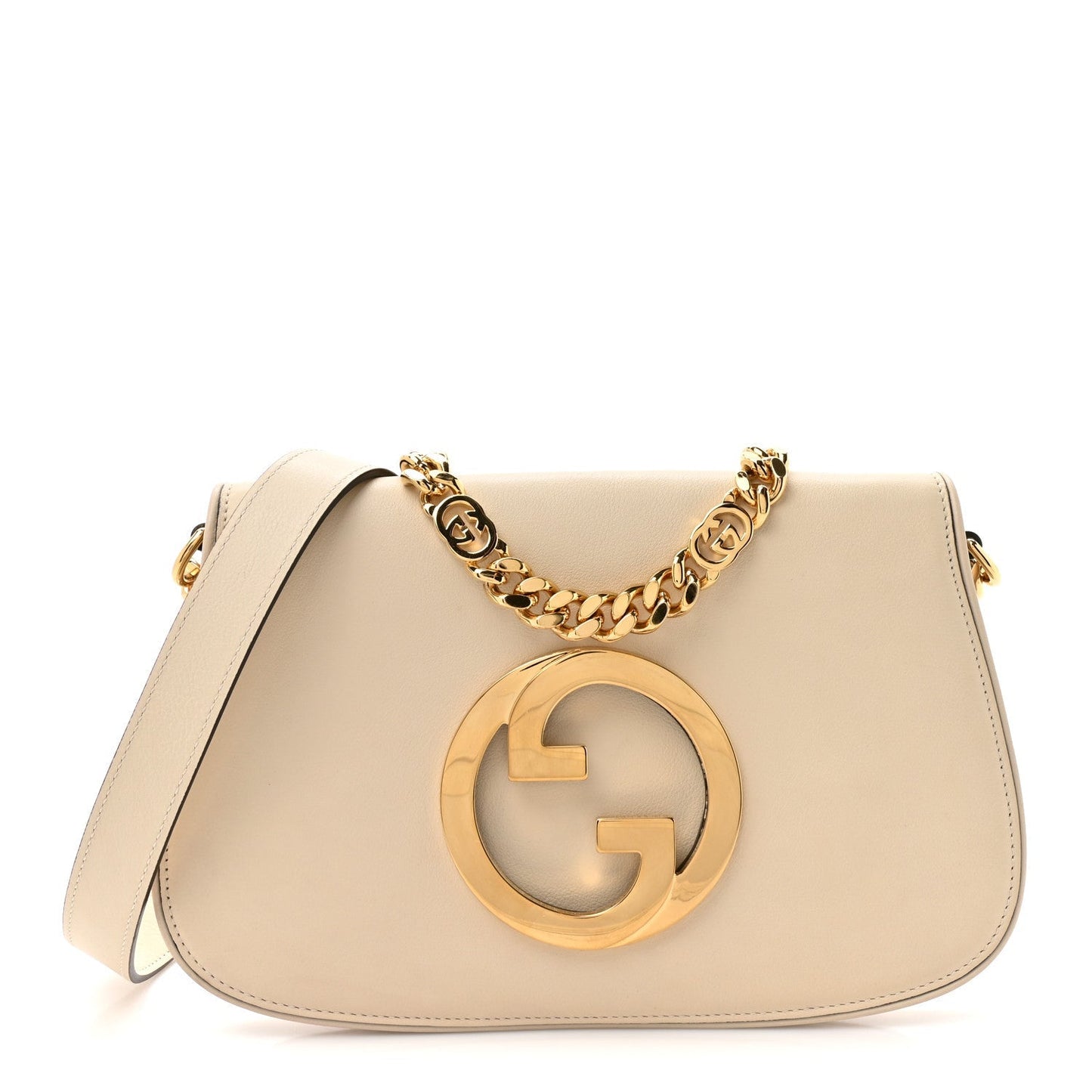 Roxy Calfskin Blondie Chain Shoulder Flap Bag Mystic White