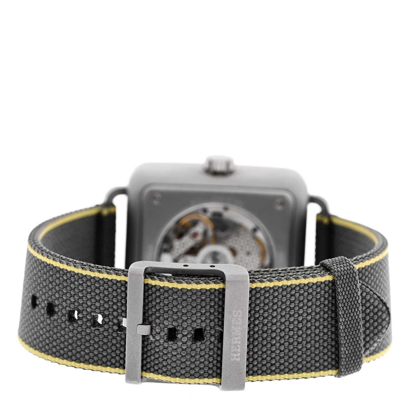 Stainless Steel Fabric 38mm Carre H Automatic Watch Gris Perle