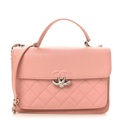 Goatskin Quilted Small CC Box Flap Pink