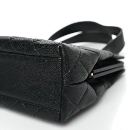Caviar Quilted Frame Shoulder Bag Black