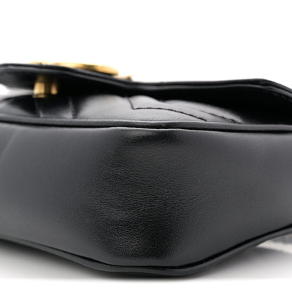 Calfskin Matelasse Super Mini GG Marmont Shoulder Bag Black