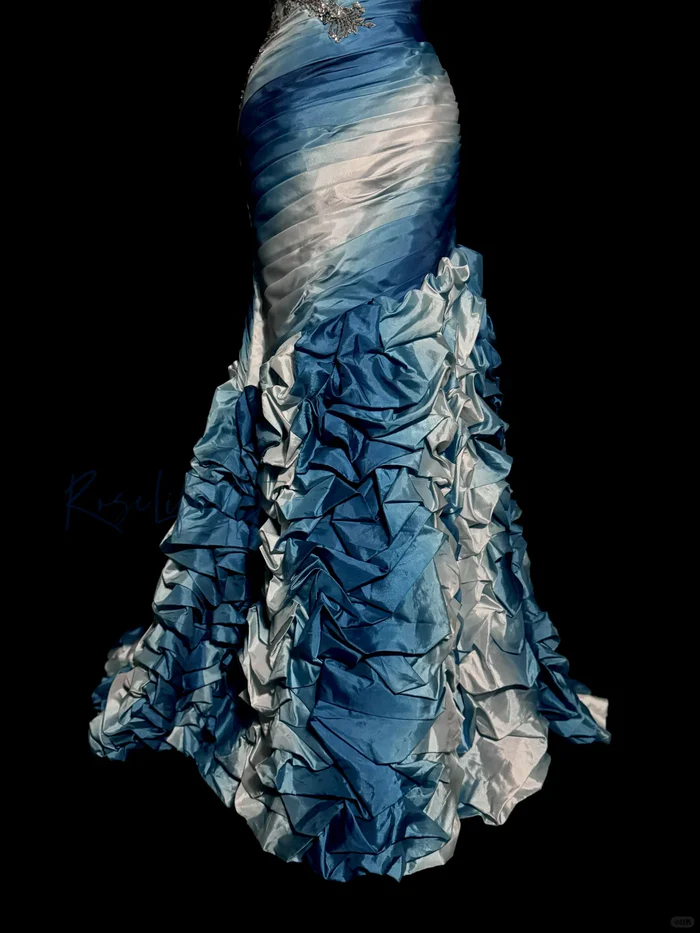 Vintage Mermaid Sweetheart Sleeveless Long Blue Prom Gown Fairy Prom Dresses cg26132