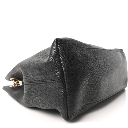Pebbled Calfskin Medium Soho Chain Shoulder Bag Black