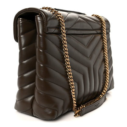 Calfskin Y Quilted Monogram Medium Loulou Chain Satchel Soil Brown