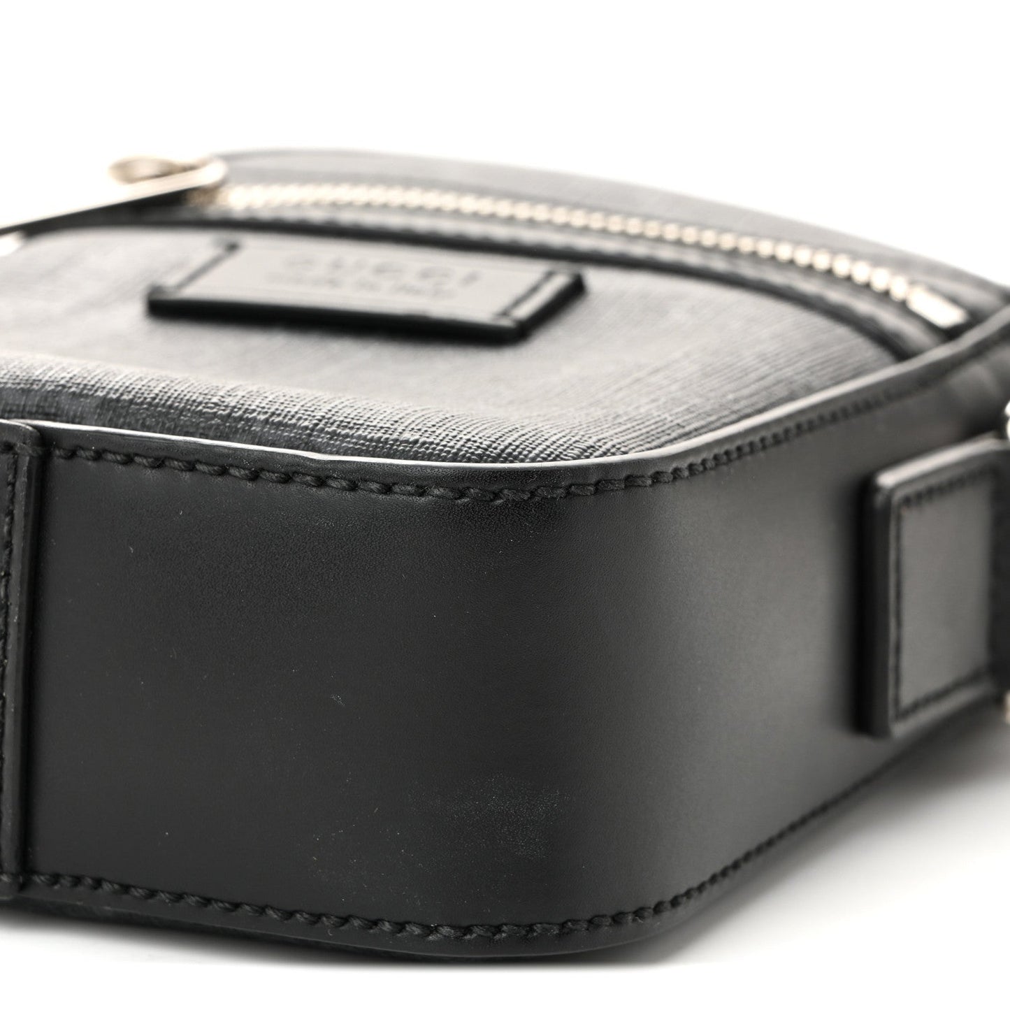 GG Supreme Monogram Appia Calfskin Web Small Camera Messenger Bag Black Grey