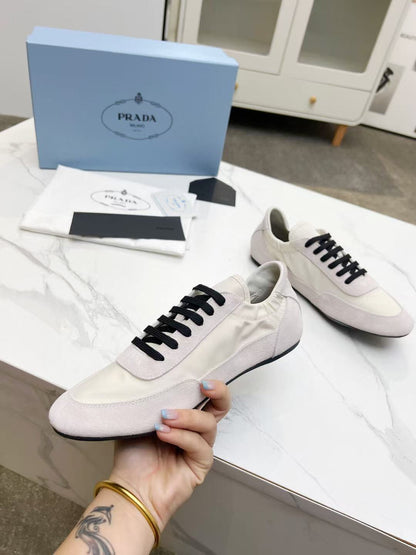 PRA COLLAPSE SNEAKERS GREY AND WHITE BRUSHED LEATHER PATCHWORK