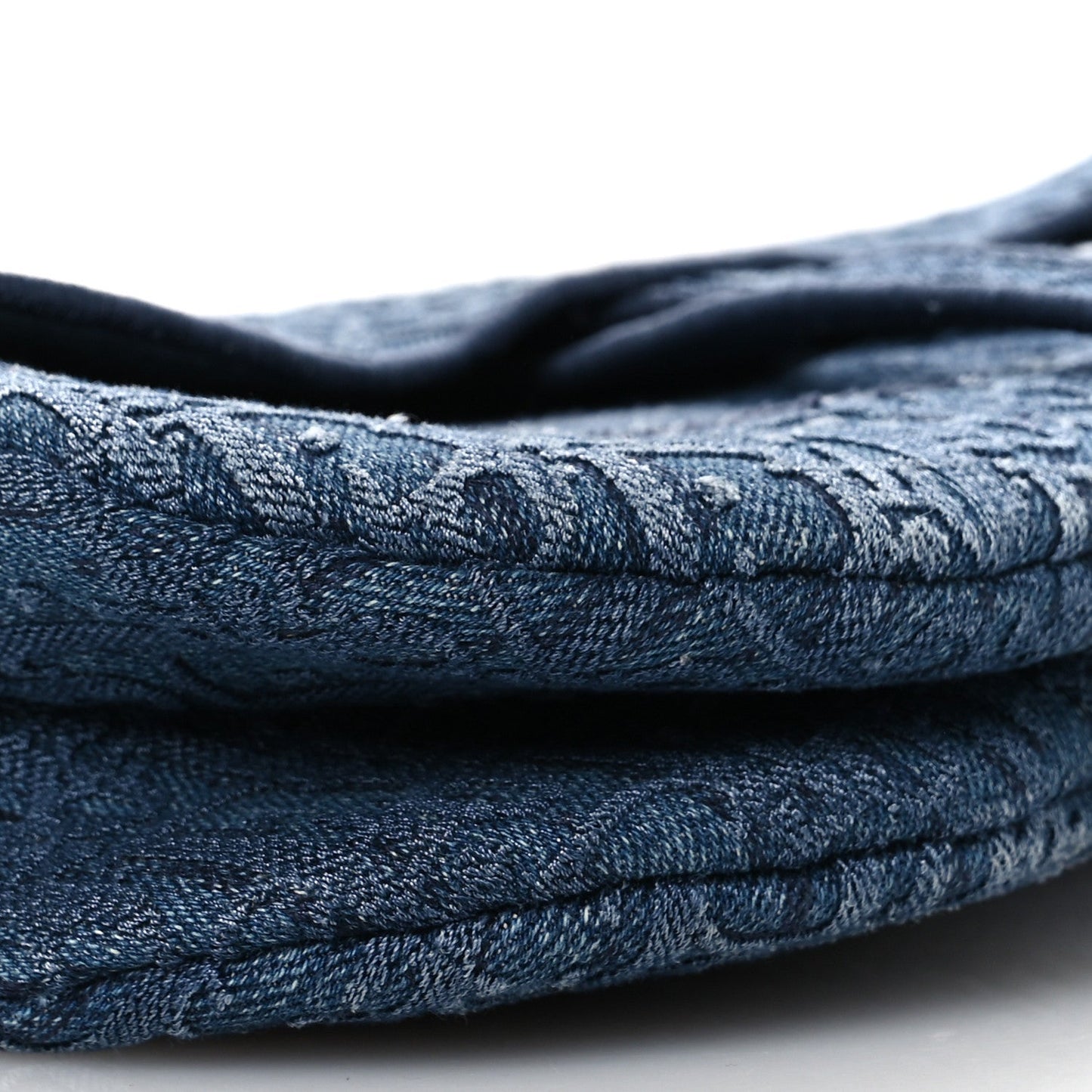 Oblique Embroidered Saddle Bag Denim Blue