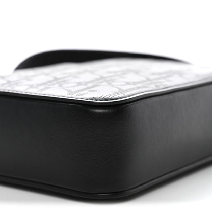 Calfskin Oblique Galaxy Perforated World Tour Messenger Pouch Black