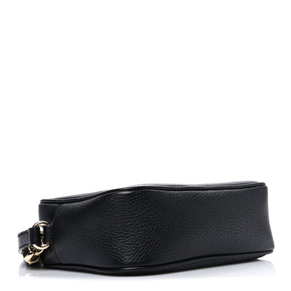 Pebbled Calfskin Small Soho Disco Bag Black