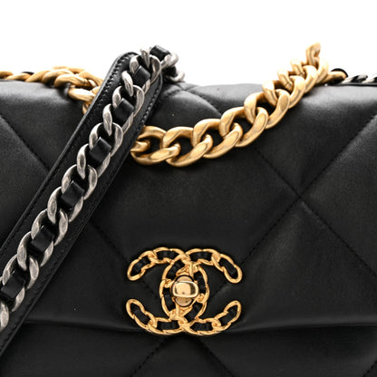 Lambskin Quilted Medium Chanel 19 Flap Black