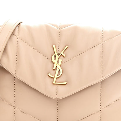 Lambskin Quilted Toy Loulou Puffer Monogram Chain Satchel Dark Beige