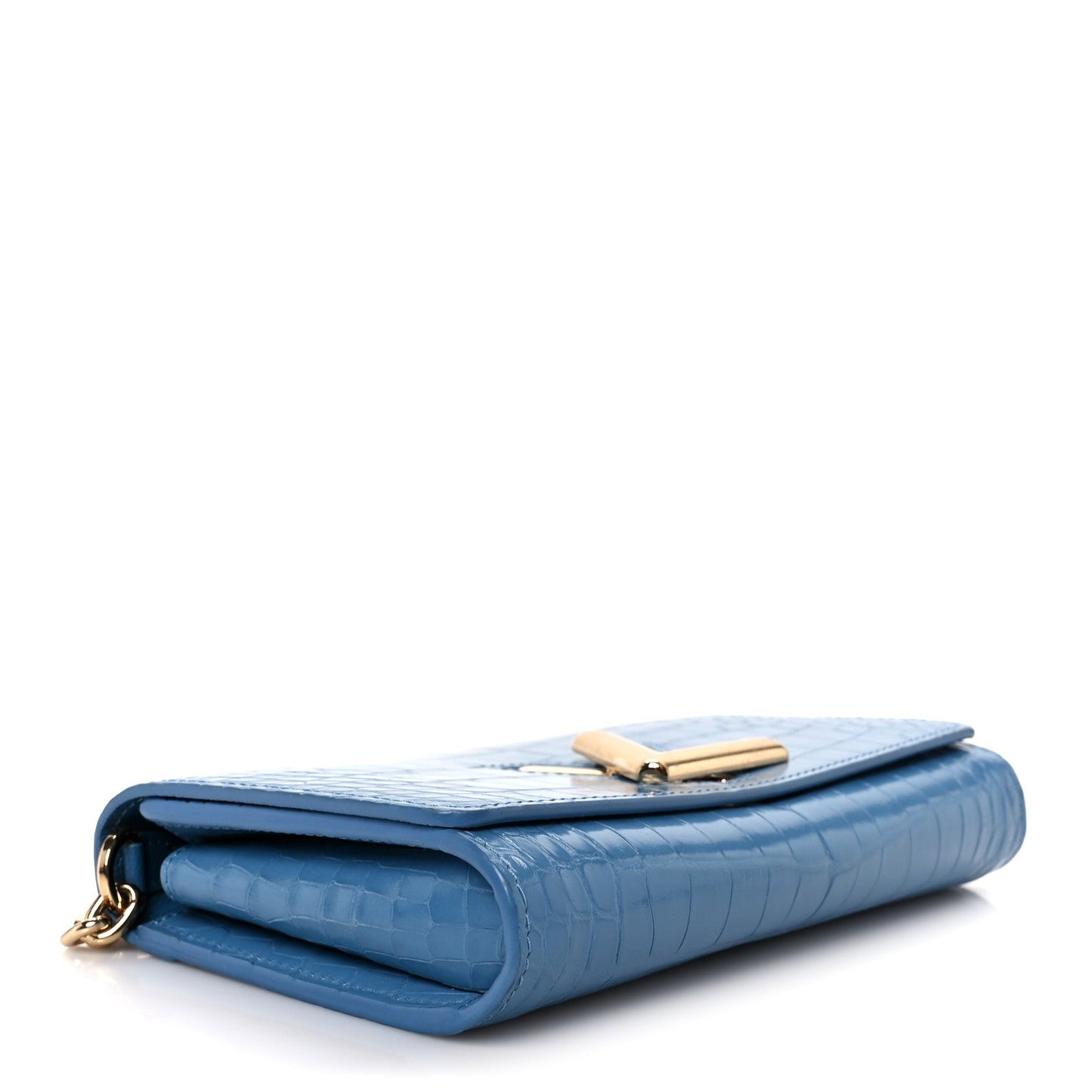 Crocodile Twist Chain Wallet Bleuet