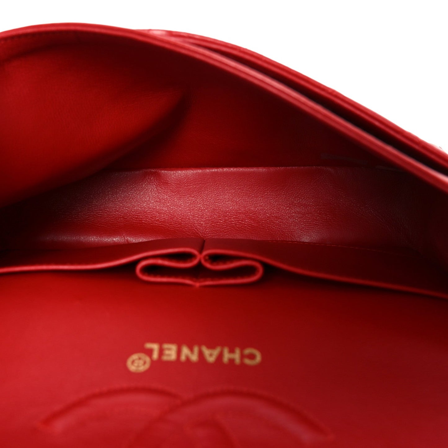 Lambskin Quilted Medium Double Flap Red