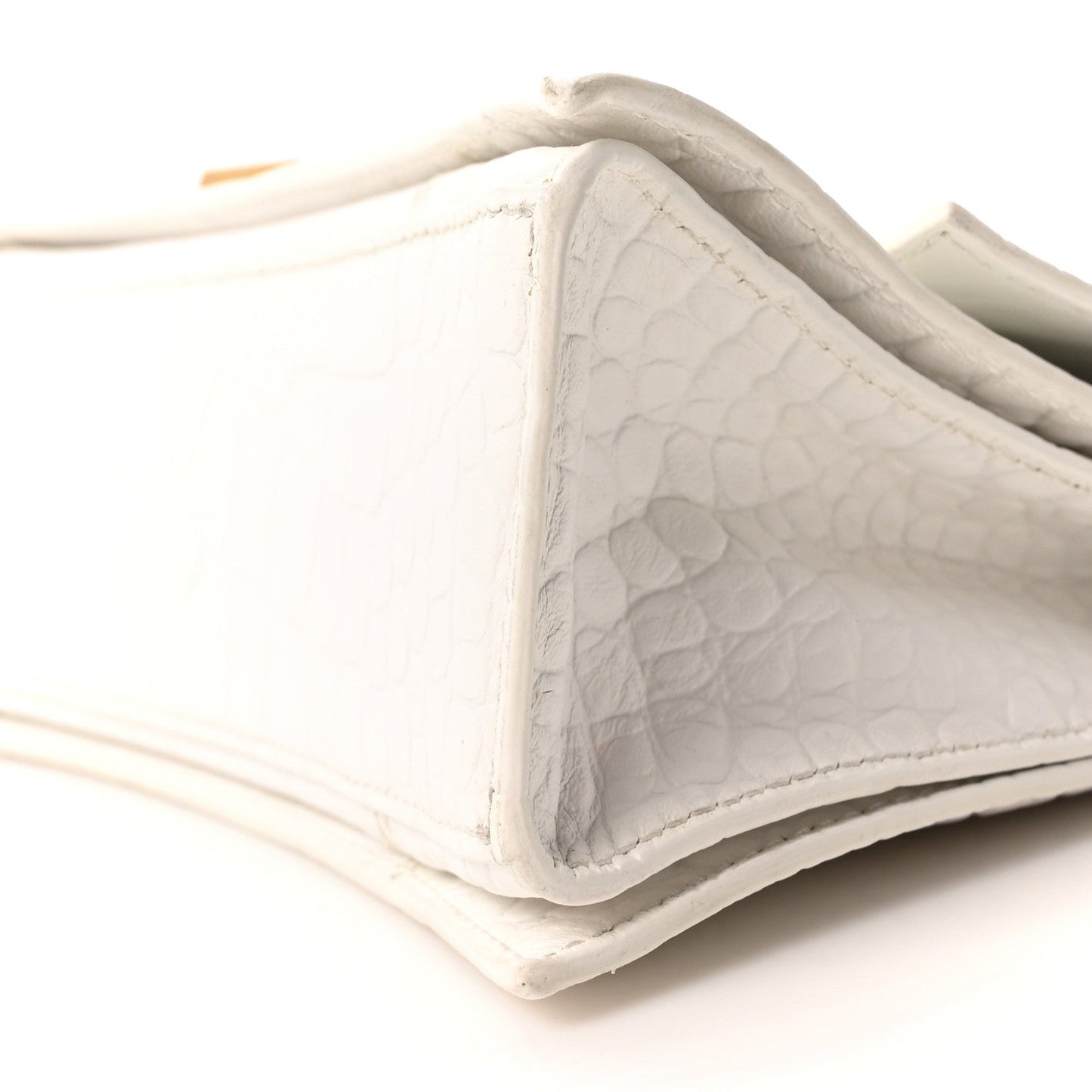 Extra Supple Calfskin Crocodile Embossed Small Crush Chain Bag Optic White
