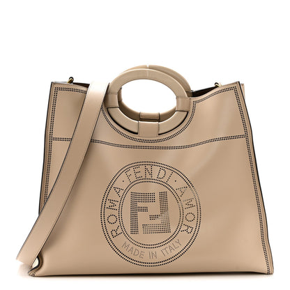 Vitello Liberty Plexiglass Stamp Patch Perforated Medium Runaway Shopper Tote Nuvola