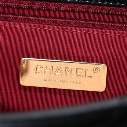 Shiny Goatskin Quilted Maxi Chanel 19 Flap Black