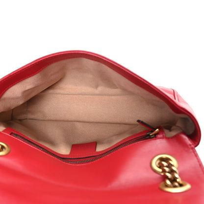 Calfskin Matelasse Small GG Marmont Shoulder Bag Hibiscus Red